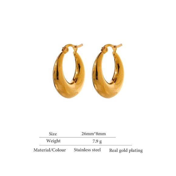 New 18K Gold Plated Round Hoop Earrings 9a - Picture 3 of 7